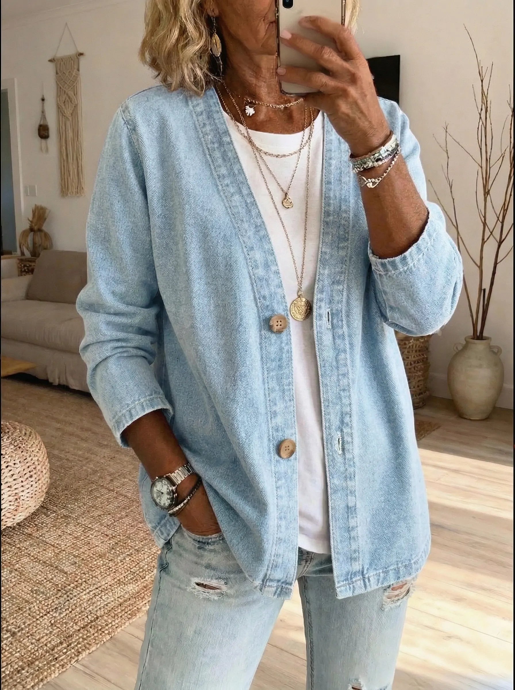 Corinne™ Denim Button Coat