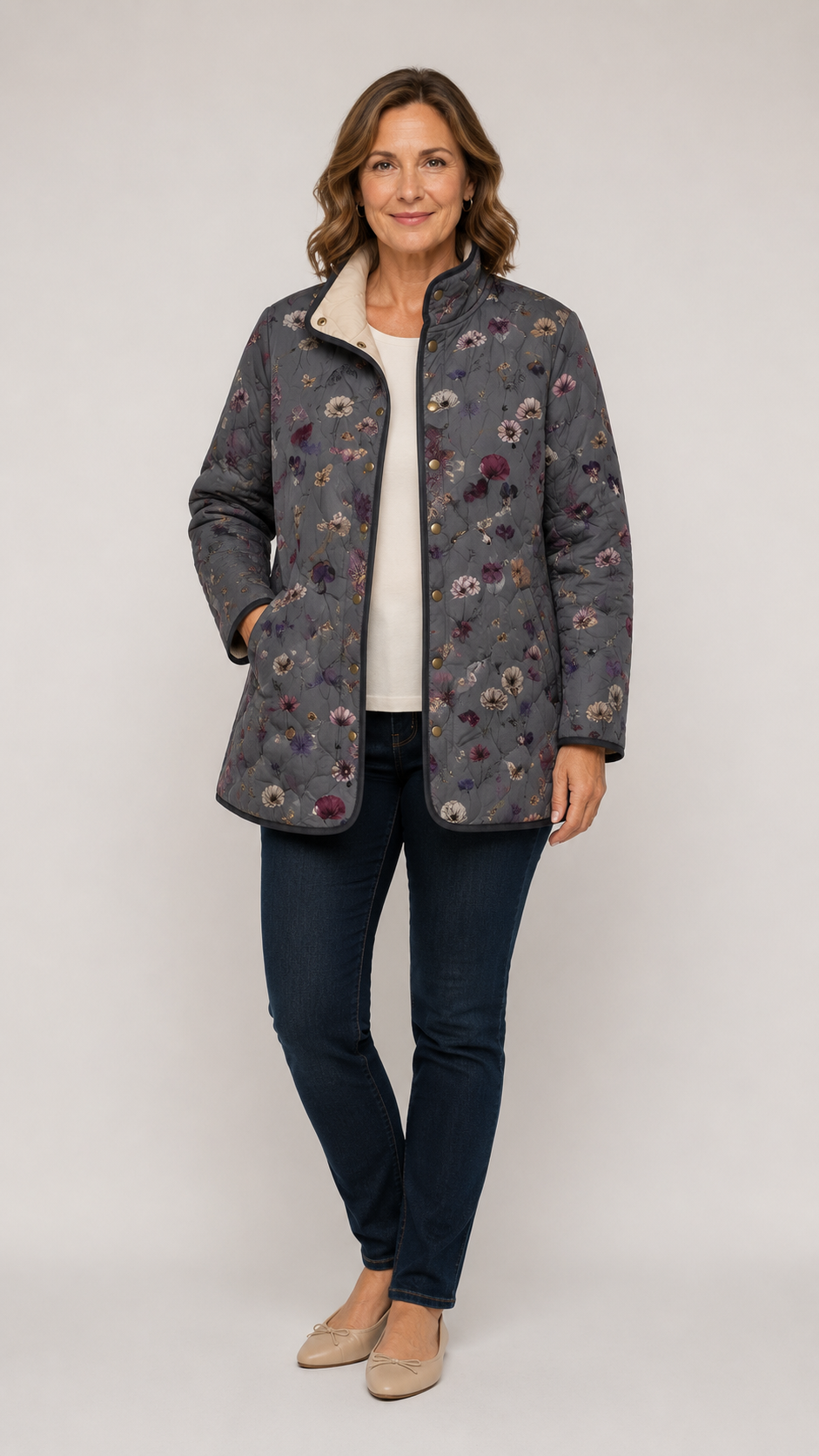 REINA™ | Quilted Jacket with Vintage Floral Print
