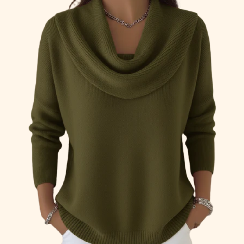 Marie Elegant Cowl Neck Knit Sweater