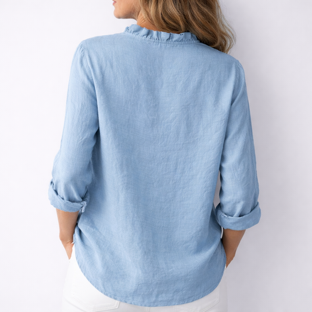 Luisa™ Elegant Ruffled Linen Blend Shirt