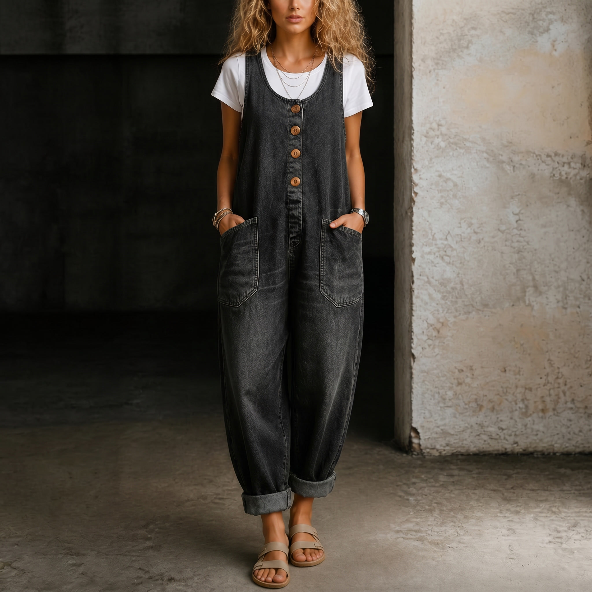 Jessica | Denim Overall Jumpsuit