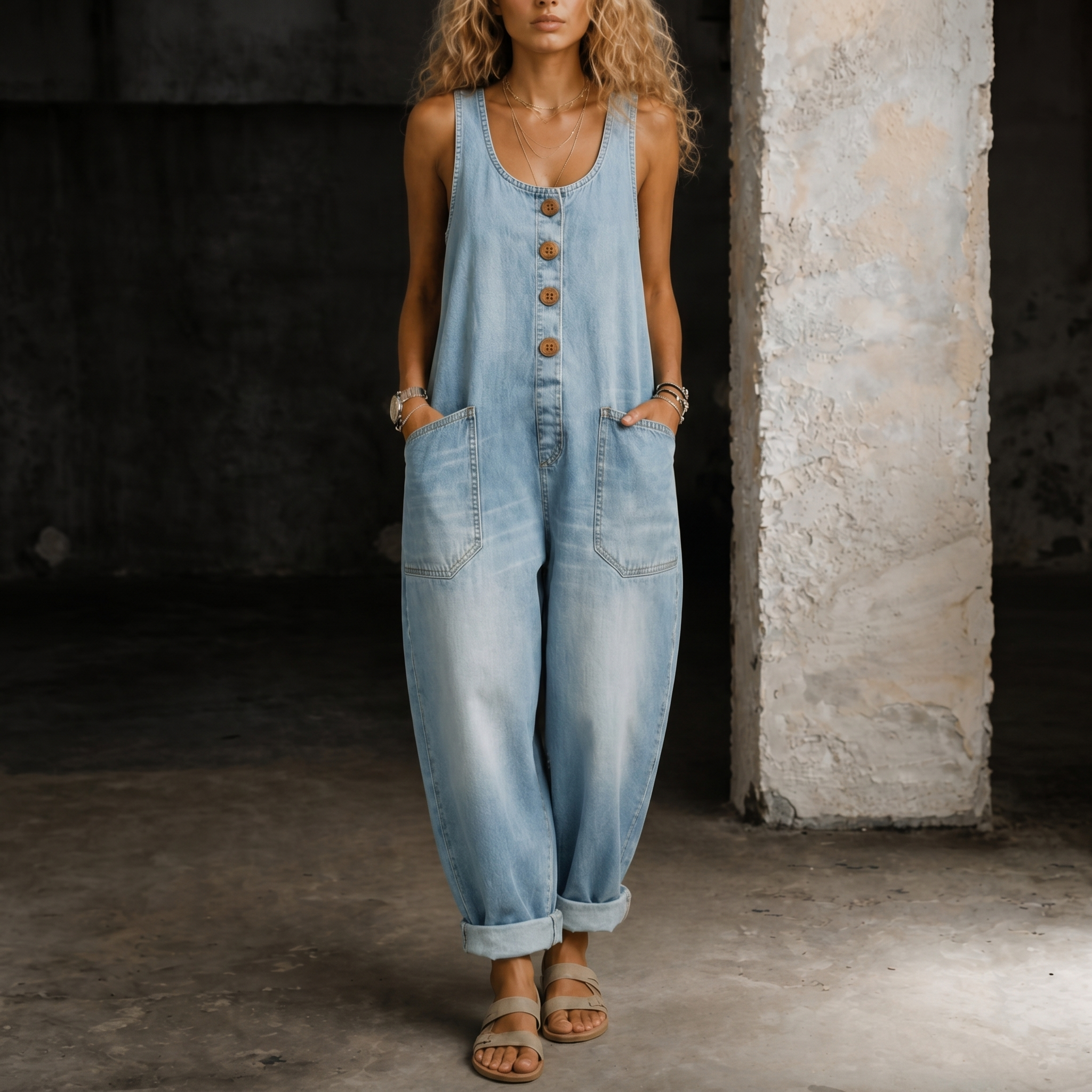 Jessica | Denim Overall Jumpsuit