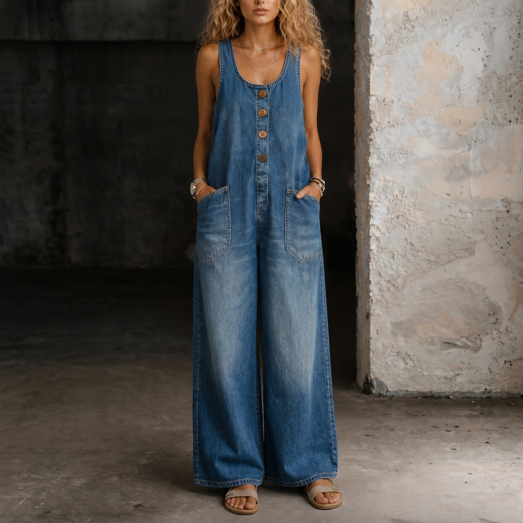 Jessica | Denim Overall Jumpsuit