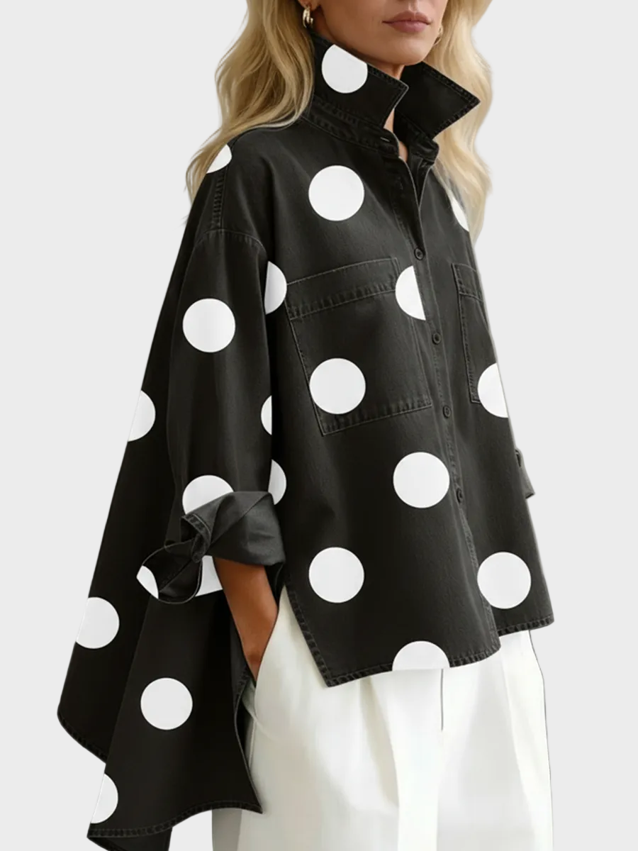 Pollie™ Artistic Polka Dot Denim Top