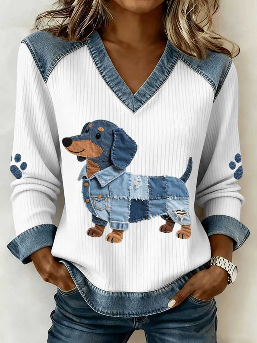 Daniella™ Artistic Denim Patchwork Top